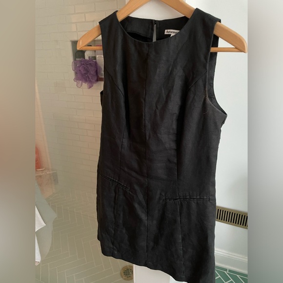 Reformation Black Linen Citron Dress Petite 4 - Picture 3 of 4